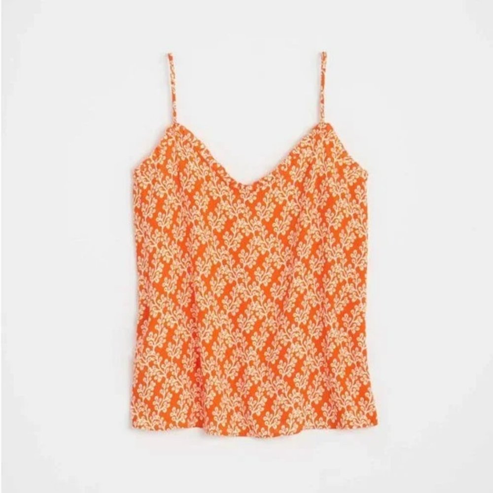 Loft Floral Ruffle Satin Cami | Habanero Orange
